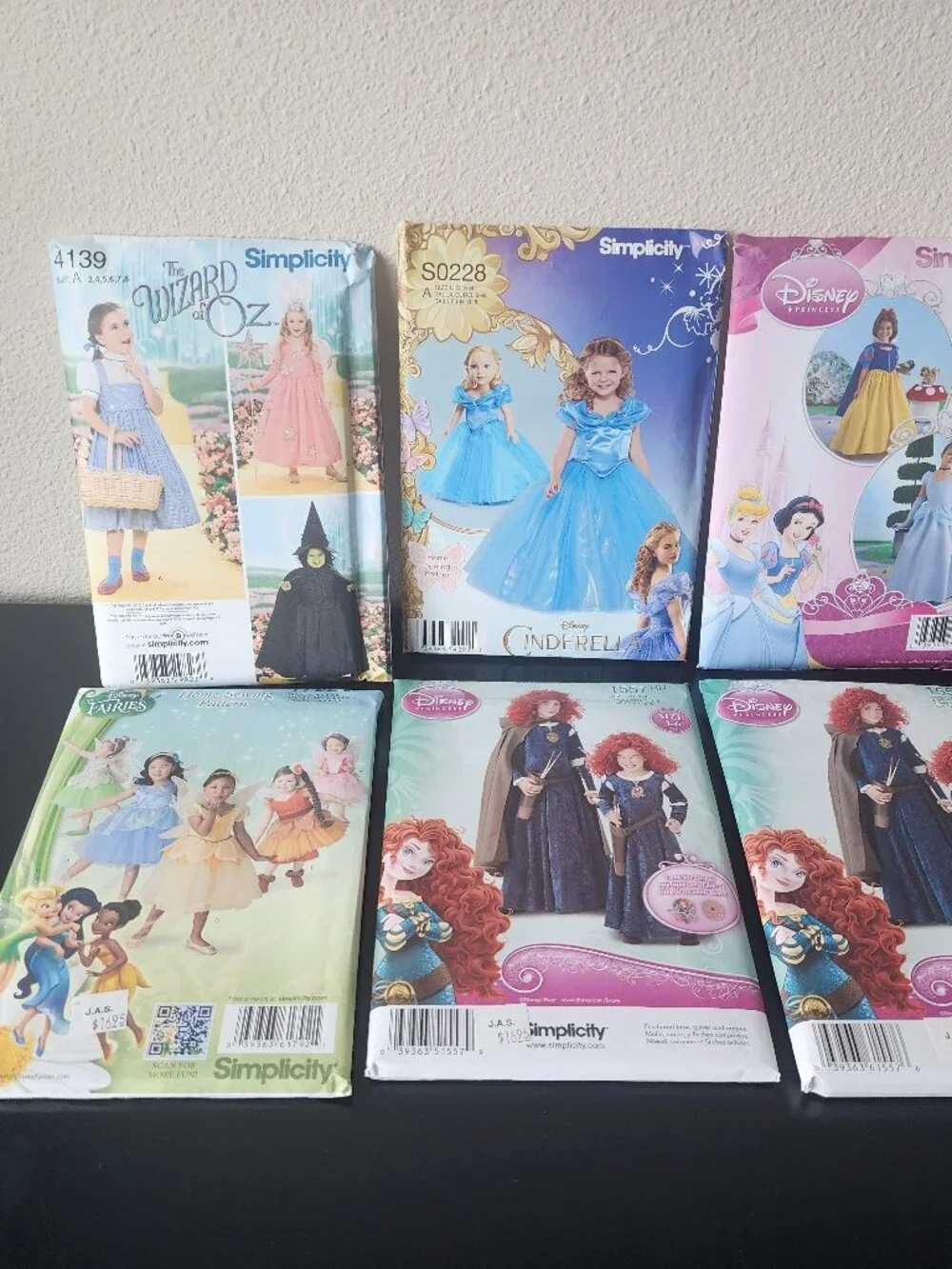 Lot 6 Uncut Disney Oz Simplicity Kid's Sewing Patterns Cinderella Fairies Merida